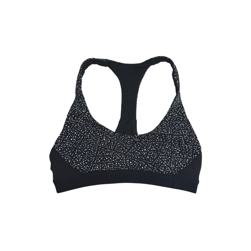 Lululemon Black/White‎ Sports Bra White Speckle Racerback Size 4